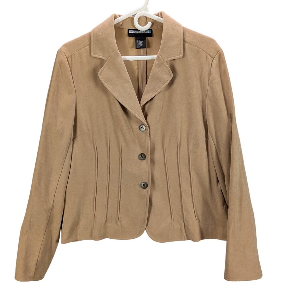 Vintage Requirements Blazer Womens Large Brown Button Front Classic Office Work